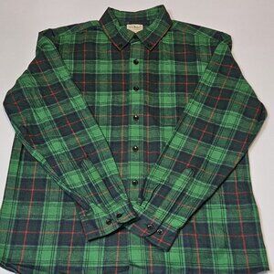 NWT LL Bean Flannel Shirt Mens Traditional Fit Scotch Plaid Green M Regular